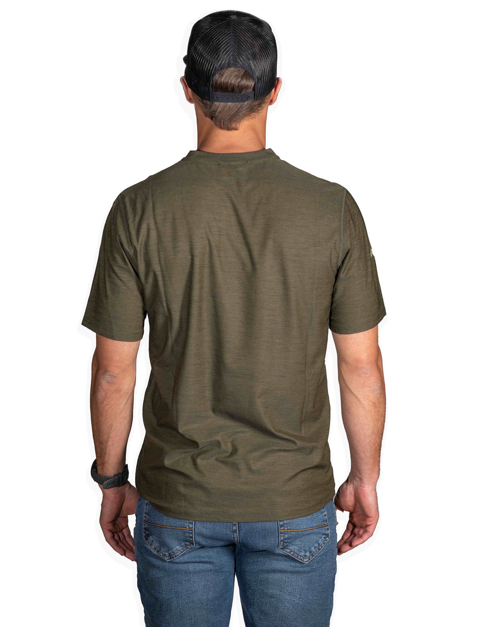 Men's Short Sleeve Merino Wool T Shirt | VOORMI, Dark Olive / L