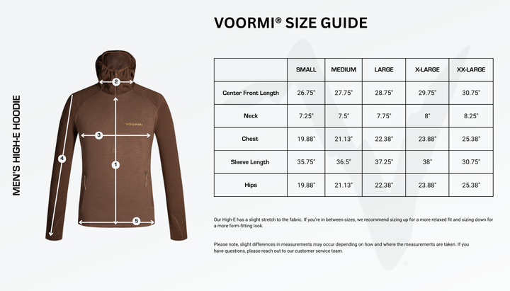 High-E Hoodie Size Guide Size Guide Diagram